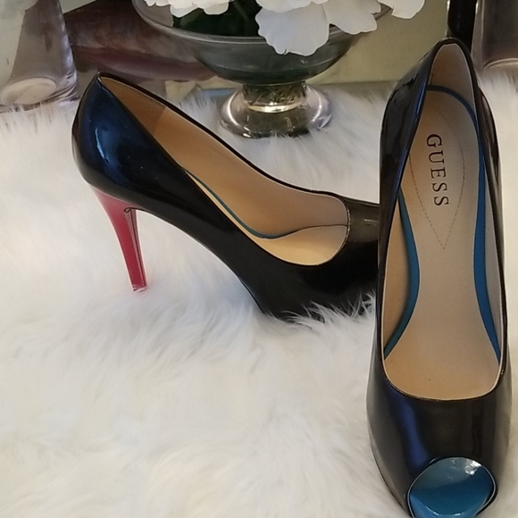 Guess Shoes - Black Guess Peep Toe Heels